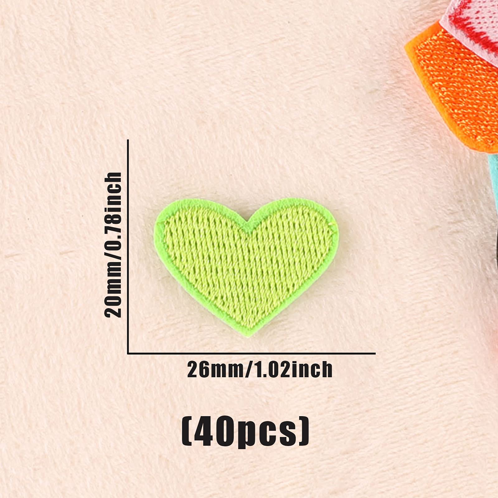 40PCS Cute Embroidered Iron On Patches - DIY Sewing Applique for Clothes, Jackets, Hats, Shoes, Backpacks & Jeans - Heart Style Fashion Accessories (Green) - Perfect for Customizing Outfits, Gifts & Craft Projects