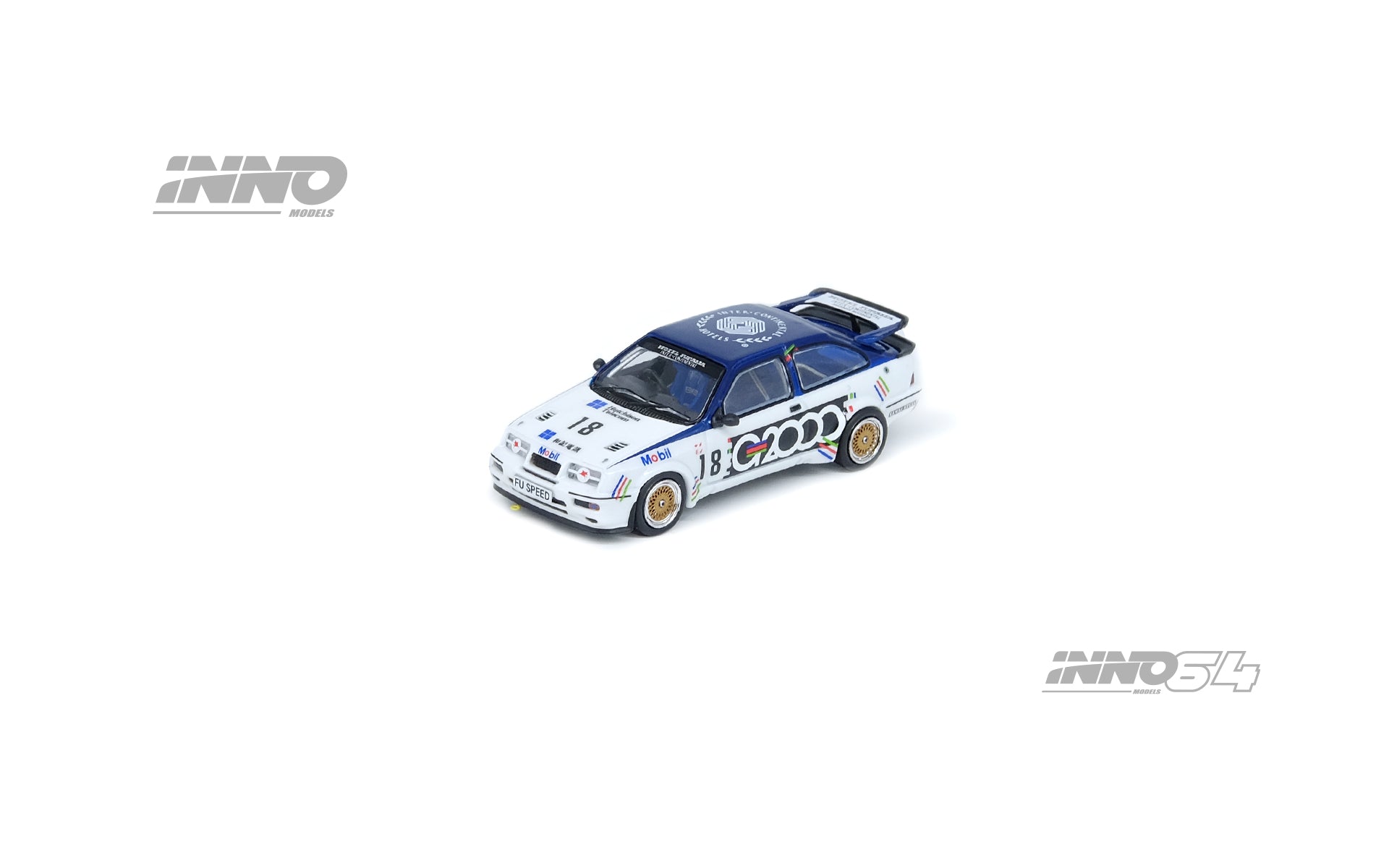 INNO Models 1:64 Scale Ford Sierra Cosworth RS500 #18 G2000 - 1988 Macau Guia Race 3rd Place Andy Rouse - Diecast Car Model for Collectors, Display, and Racing Enthusiasts