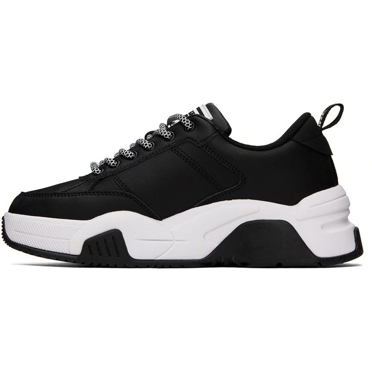 Versace Jeans Couture Men's Black Leather Sneakers with Baroque Print - Logo Front & Sides - Lace-Up Closure - Stylish Casual & Luxury Streetwear Shoes for Everyday Wear, Parties & Fashion Events