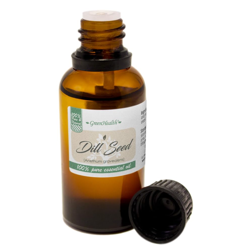 100% Pure Dill Seed Essential Oil - 1 fl oz (30ml) Glass Bottle - Aromatherapy, Massage & DIY Skincare - GreenHealth Premium Essential Oils