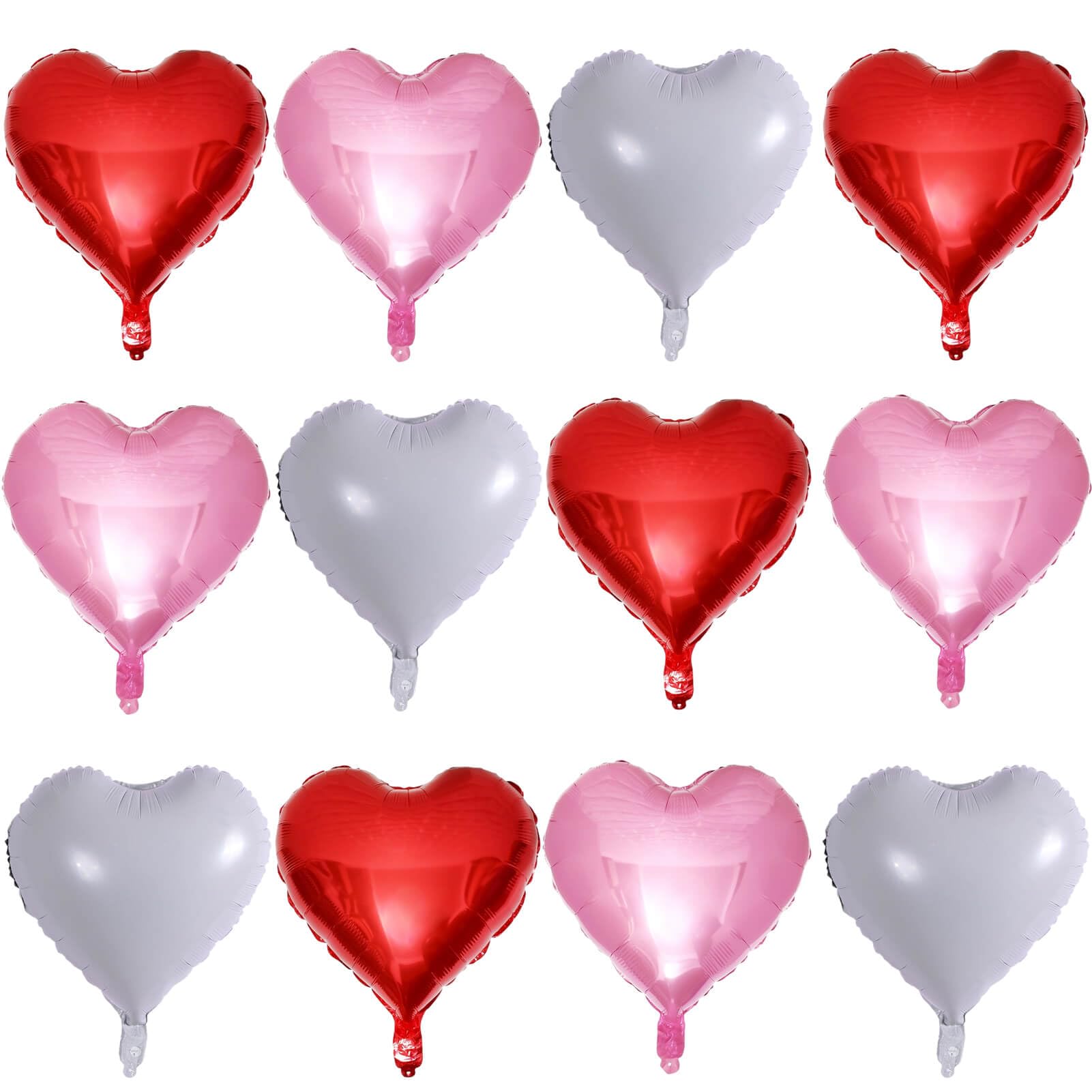 12-Pack 18 Inch Red Heart Shaped Balloons | Romantic White & Pink Valentine's Day Balloons for Wedding Proposals, Bridal Showers, Engagement Parties & Anniversary Decorations | Perfect for Valentine's Day, Weddings & Romantic Celebrations