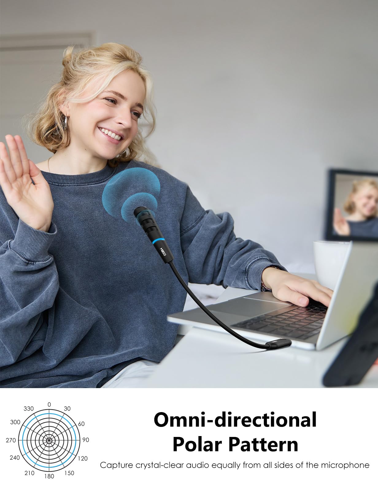 MillSO USB Microphone for PC & Laptop - Portable Gooseneck Computer Mic with Mute, Noise Reduction & Omnidirectional Sound - Perfect for YouTube, Streaming, Podcasting, Gaming & Online Meetings (Home Office/Studio Recording)