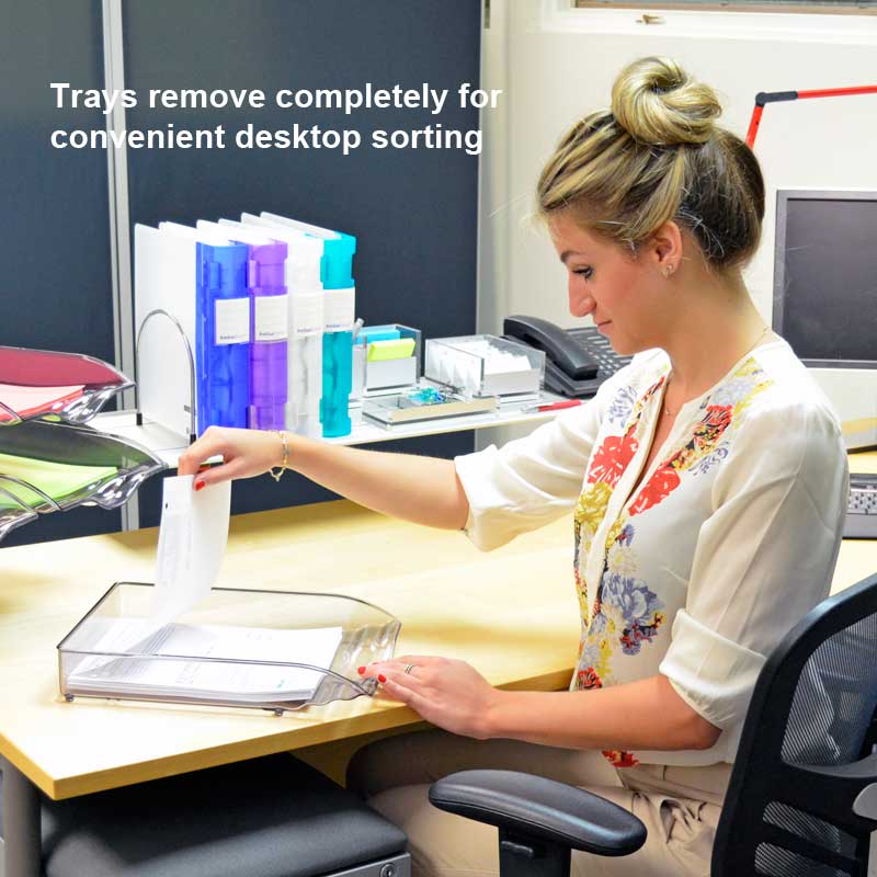 SwingFile Letter Trays - 2 Pack High Capacity Desktop Organizer for Office, Home, or School - Perfect for Mail, Documents, and Paperwork Organization