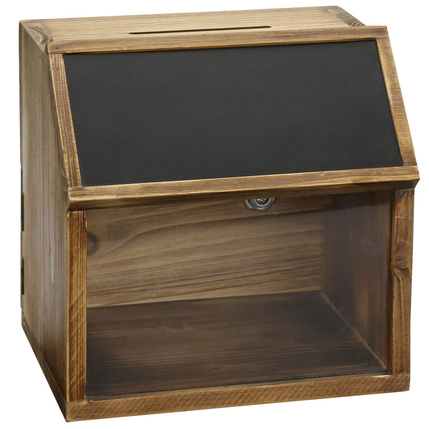 MyGift Wooden Tip Jar with Lock & Chalkboard Label - Donation Box for Fundraising, Suggestion Box for Business, Prayer Box for Church & Wedding Events - Perfect for Restaurants, Cafes & Charity Collections