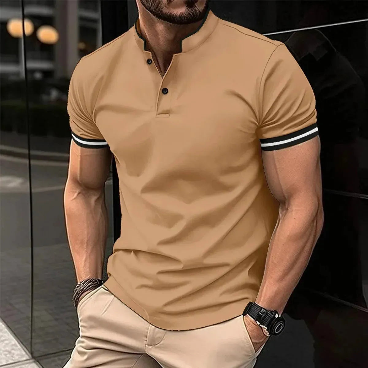 Men's Casual Short Sleeve Polo Shirt - Comfortable Cotton Knit Top for Golf, Work & Everyday Wear