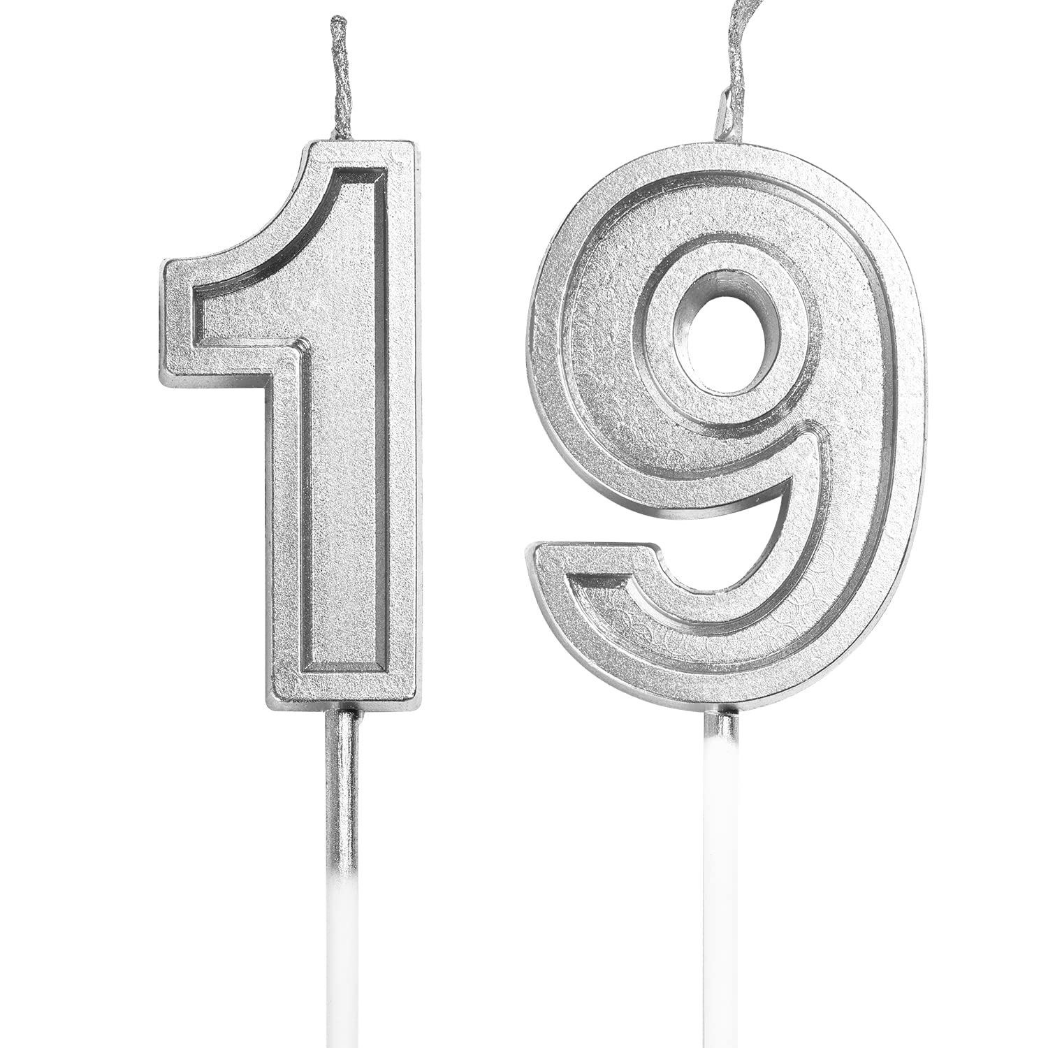 19th Birthday Cake Candles - Silver Number Candles for Birthday, Wedding & Anniversary Decorations | Perfect for Cakes, Cupcakes & Party Desserts