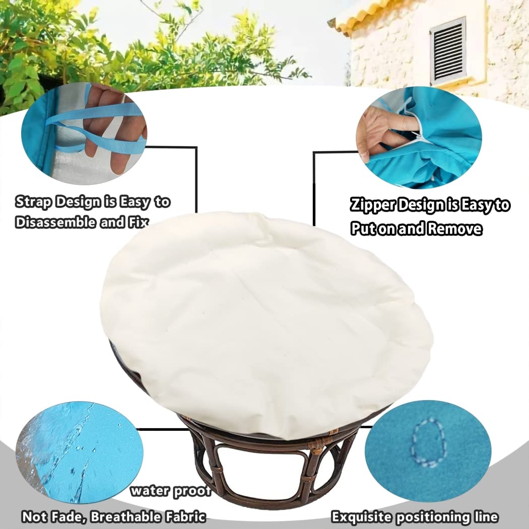 Premium Papasan Chair Cushion Covers - Washable Replacement Covers for Swing Chairs & Round Egg Chairs (55x55 Inches, Black) - Perfect for Indoor/Outdoor Lounging, Reading Nooks & Boho Home Decor