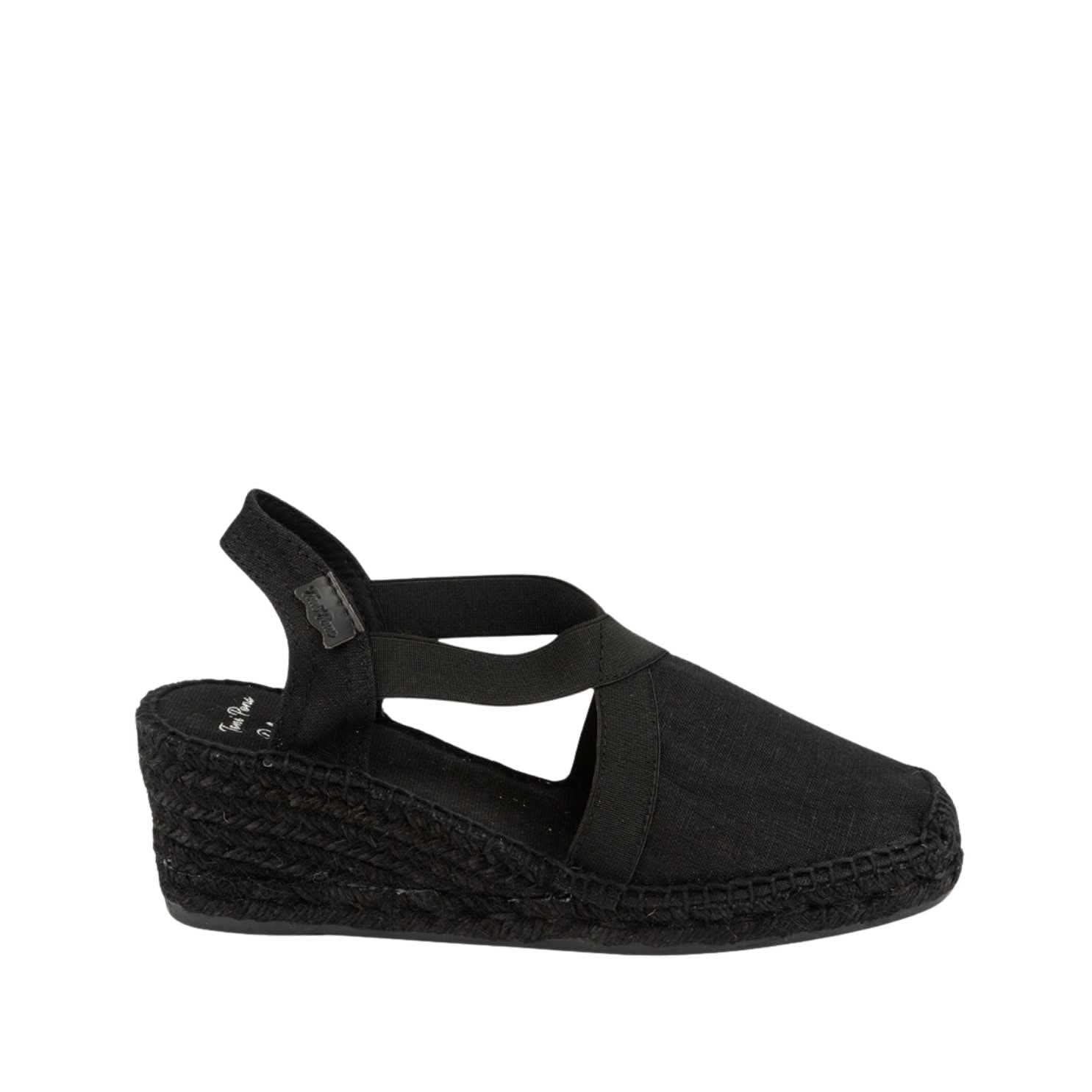 Women's Black Linen Wedge Espadrille Shoes - Comfortable Summer Casual Flats for Beach, Vacation & Everyday Wear