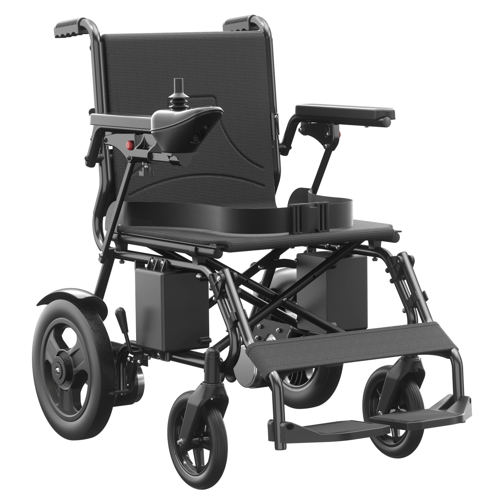 **Lightweight Foldable Electric Wheelchair for Adults - POWET Smart Motorized Wheelchair with Dual Motors, 15-Mile Range, All-Terrain Capability (Black) - Ideal for Indoor/Outdoor Use, Travel & Daily Mobility**