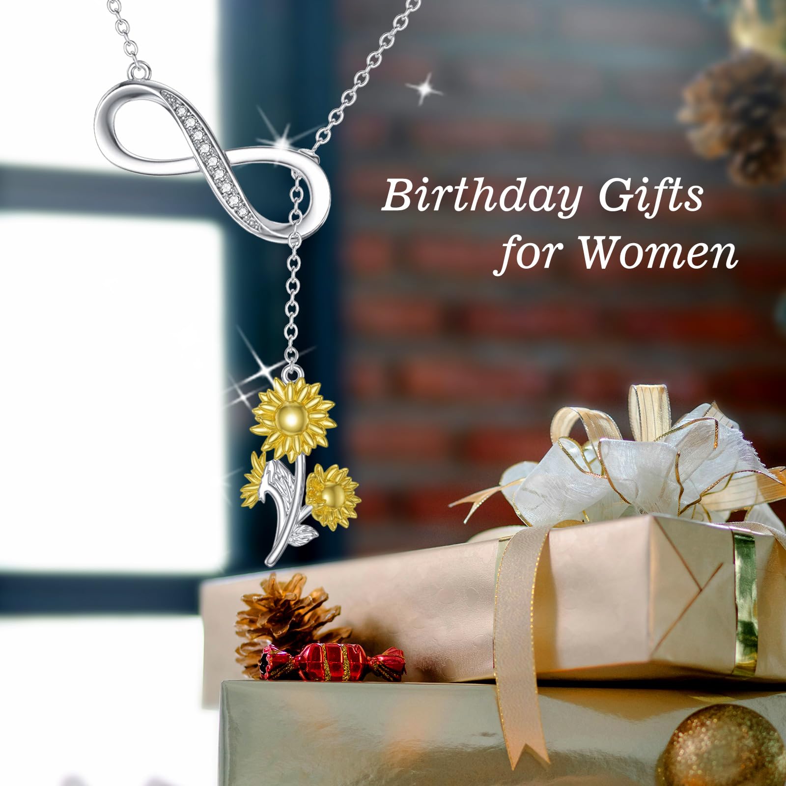 OCJ Birth Flower Necklace - 925 Sterling Silver Infinity Y-Necklace for Women | Personalized Birth Month Jewelry | Perfect Birthday, Graduation & Mother's Day Gift for Mom, Wife, Girlfriend & Best Friend | Elegant Everyday Wear & Special Occasion Jewelry
