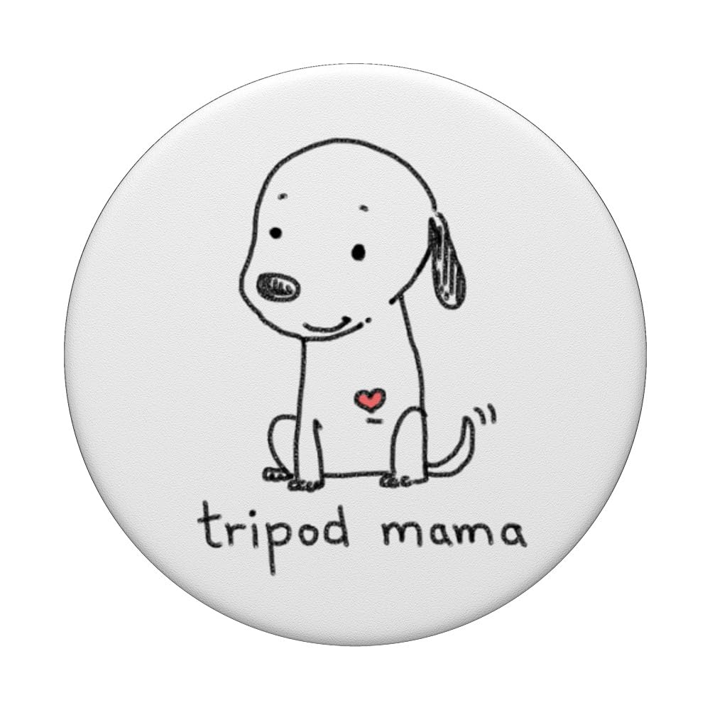 Tripod Dog PopSockets PopGrip - Swappable Phone Grip for iPhone & Android | Cute Cartoon Three-Legged Dog Design | Perfect Gift for Dog Lovers & Pet Parents | Use for Phones, Tablets, and Daily Life