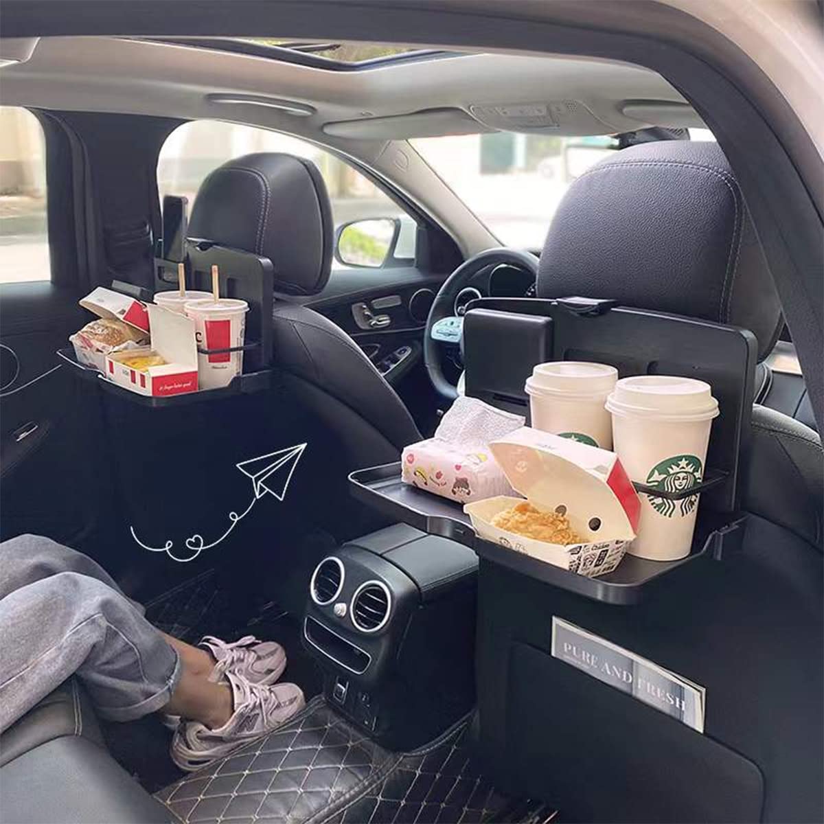 **Garissa Car Seat Organizer - Multifunctional Back Seat Organizer with Cup Holder & Food Tray, Universal Fit (14.37
