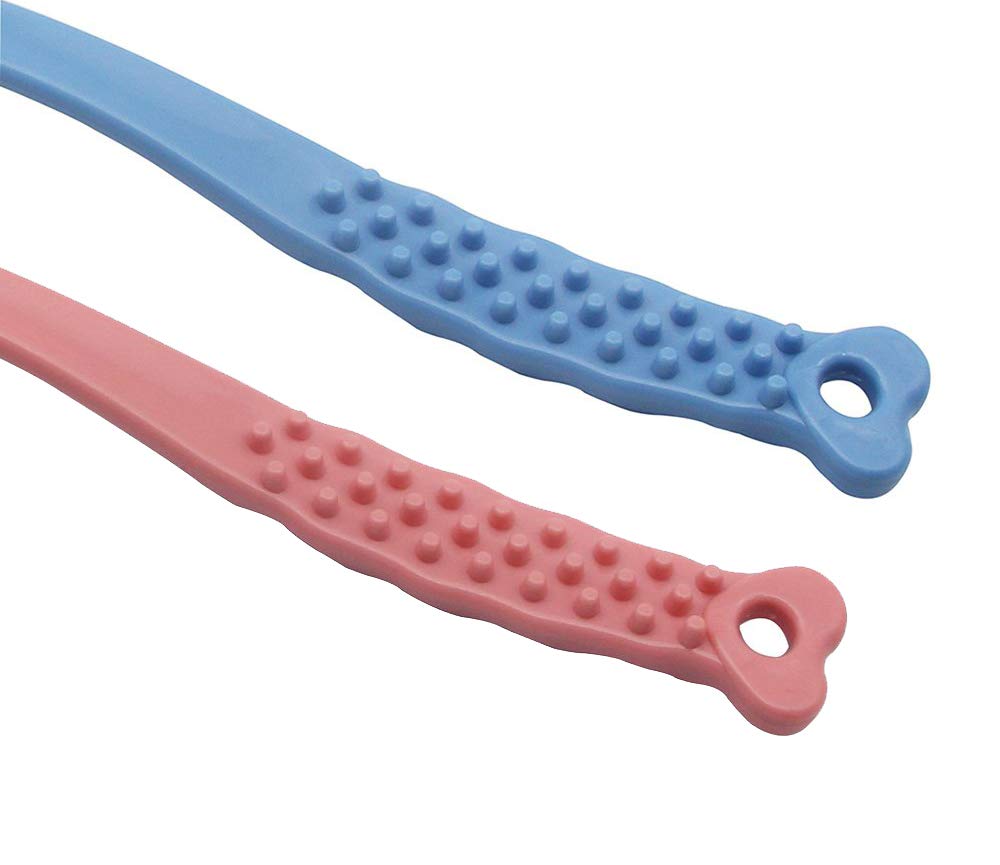 Long Handle Bath Brush for Shower - Soft & Comfortable Exfoliating Body Brush with Massage Bristles for Dry Skin Care (Blue & Pink) - Perfect for Back Scrubbing, Spa Treatment & Relaxing Bath Time