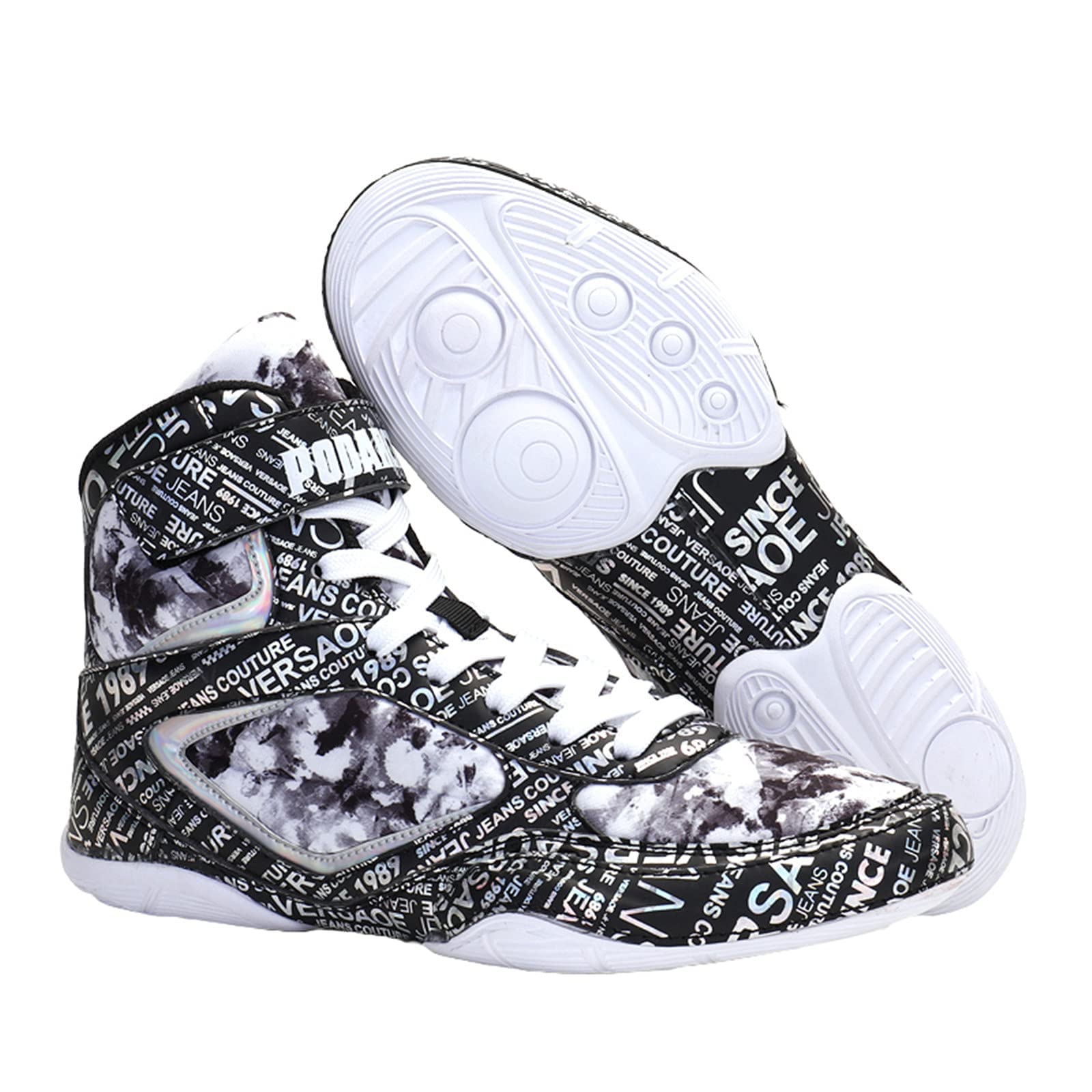 DAMANDO Men's Wrestling Shoes - Breathable Boxing Boots with Rubber Sole, Lightweight Lace-Up Training Footwear for Wrestling, Squatting & Gym Workouts