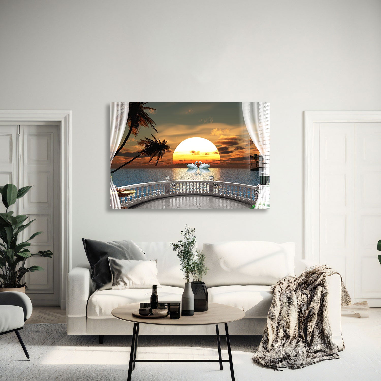 Sunset in Balcony - Premium Wall Art Canvas Print for Home & Office Decor - Perfect for Living Room, Bedroom or Gift