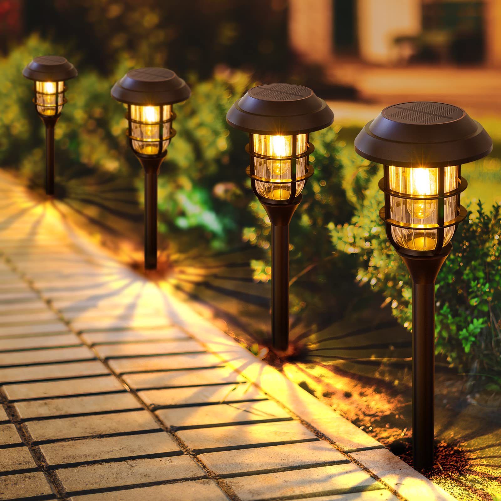 LETMY 8 Pack Solar Pathway Lights Outdoor, IP65 Waterproof Solar Garden Lights with Auto On/Off - Bright Solar Powered Landscape Lighting for Yard, Patio, Walkway, Driveway | Perfect for Garden Decor, Backyard Illumination & Nighttime Safety