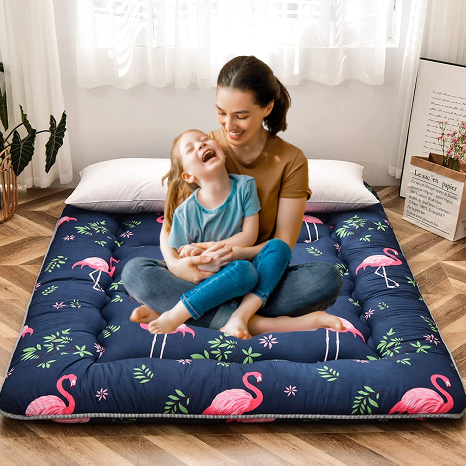 Premium Japanese Futon Mattress - Foldable Tatami Bed Roll for Adults & Kids - Full Size 40