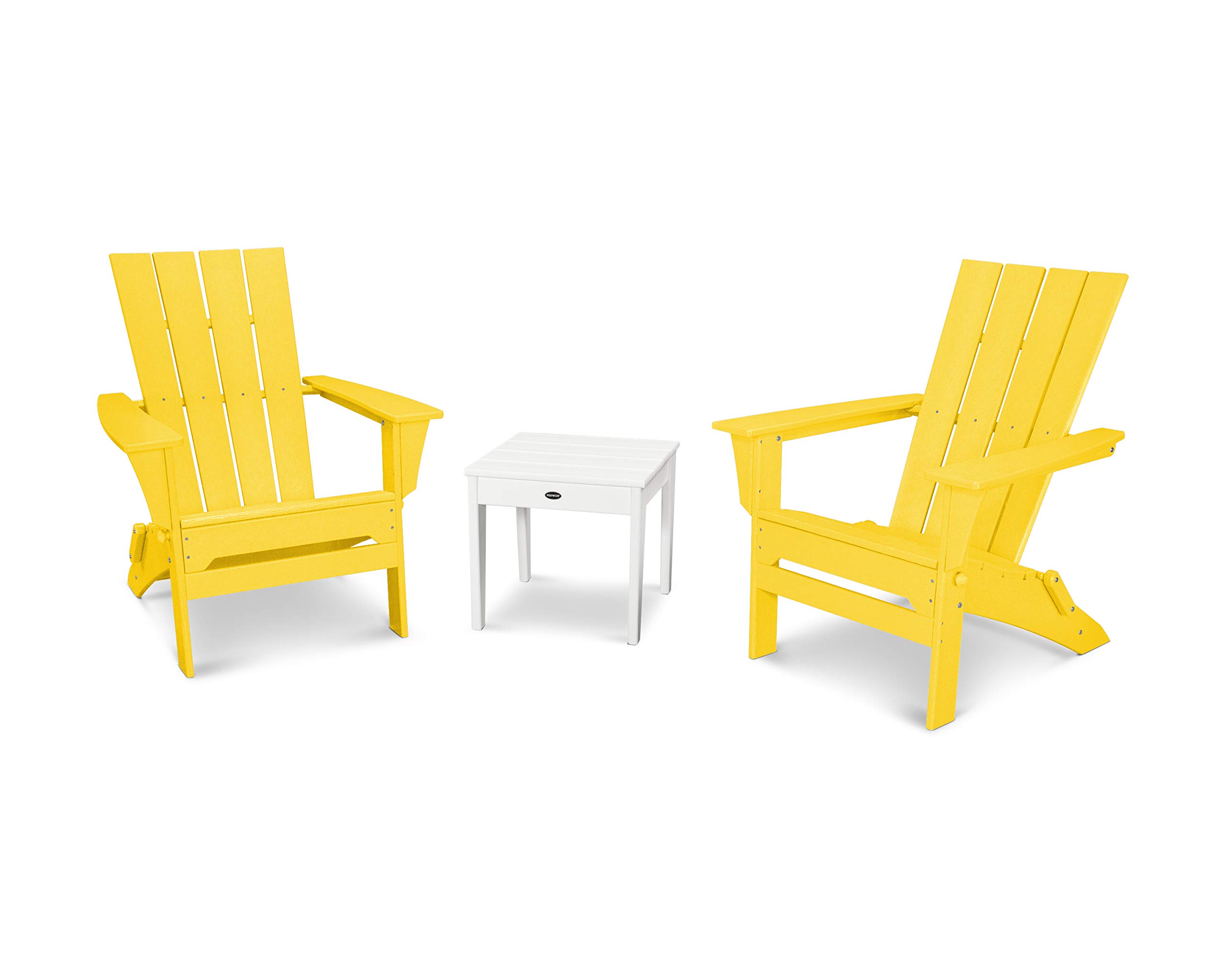 POLYWOOD Quattro 3-Piece Adirondack Chair Set with Side Table - Outdoor Patio Furniture for Garden, Poolside & Backyard Relaxation