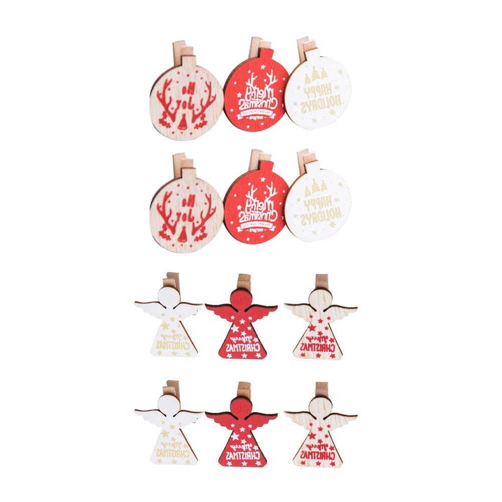 LIOOBO 2 Sets Wooden Christmas Photo Clips - Creative Holiday Card Holders, Message Folders & Note Clips for Xmas Party Decor, Gift Wrapping & Tree Ornaments (Perfect for Home, Office & Festive Celebrations)