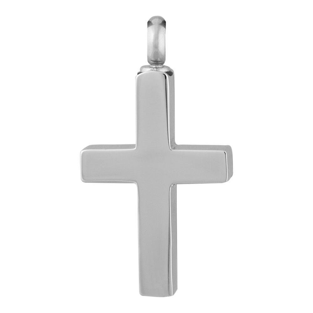 Classic Silver Cross Stainless Steel Cremation Jewelry for Ashes - Memorial Keepsake Pendant for Loved Ones | Perfect for Funeral Services, Memorial Ceremonies & Everyday Remembrance