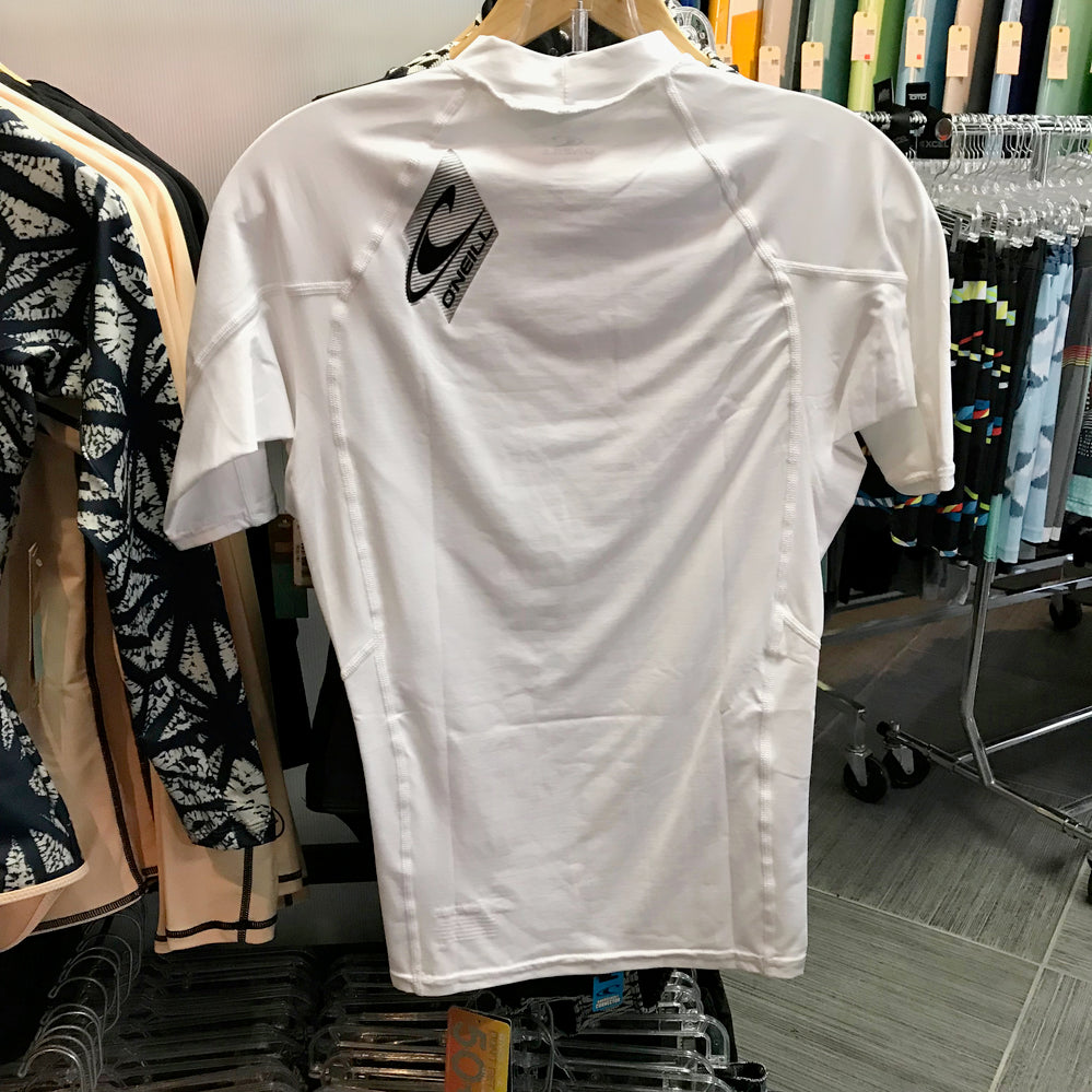 O'Neill Men's Short Sleeve Rash Guard - UPF 50+ Sun Protection, Quick-Dry & Breathable for Surfing, Swimming & Outdoor Activities - White