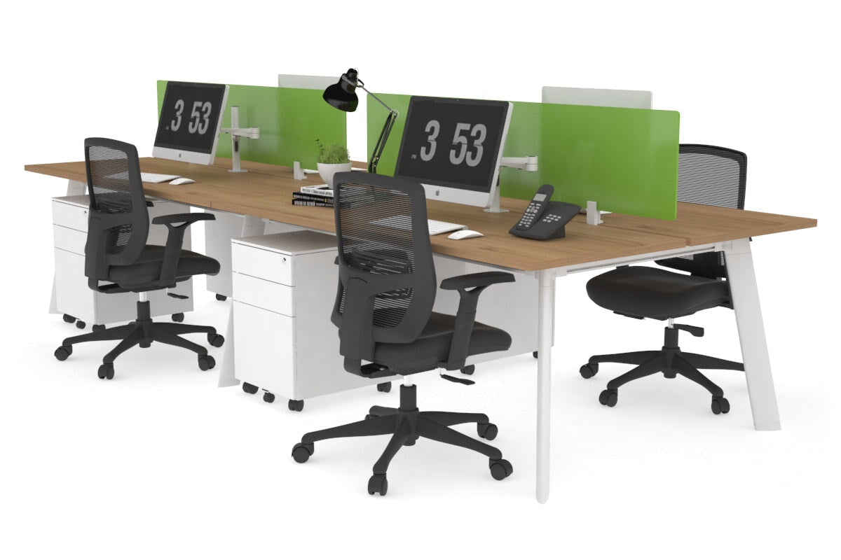 4-Person Workstation with White Frame - 1400L x 700W - Office Desk for Team Collaboration & Shared Workspace - Perfect for Open Offices, Coworking Spaces & Home Offices