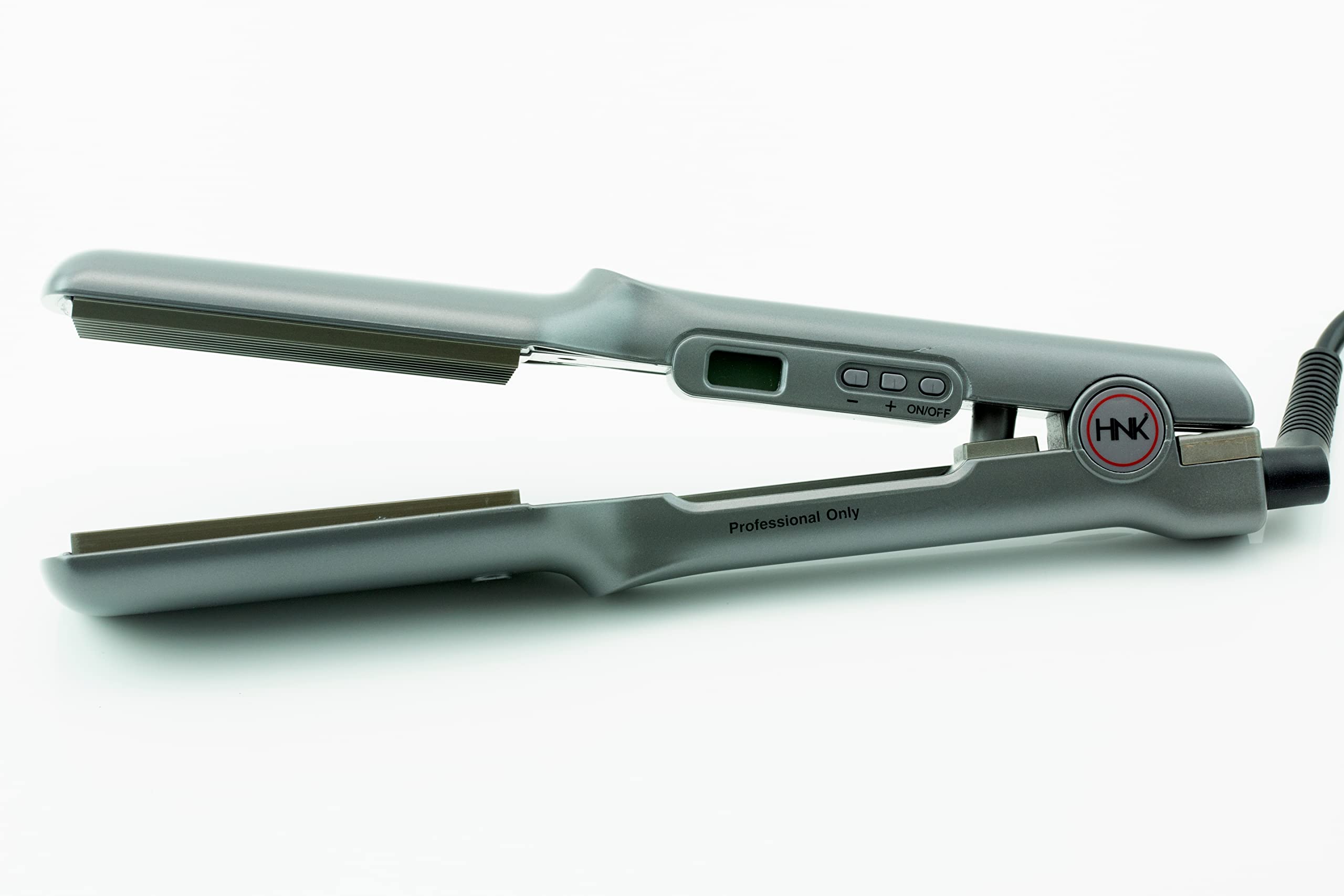 Premium HNK HAIR N KRAFT Ceramic Hair Crimper for Frizz Control - Fast Heating Styling Iron with Ceramic Coated Plates (Grey) - Perfect for Salon, Home Use & Travel Styling