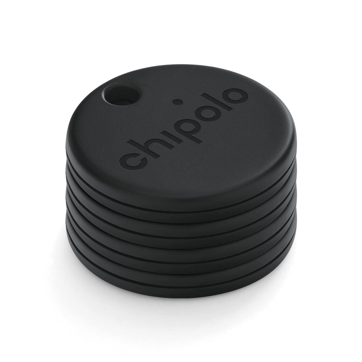 Chipolo Spot 4 Pack - Bluetooth Key Finder & Item Tracker for iOS | Compatible with Apple Find My App | Waterproof & Long Battery Life | Perfect for Keys, Wallets, Bags & Luggage Tracking (Almost Black)