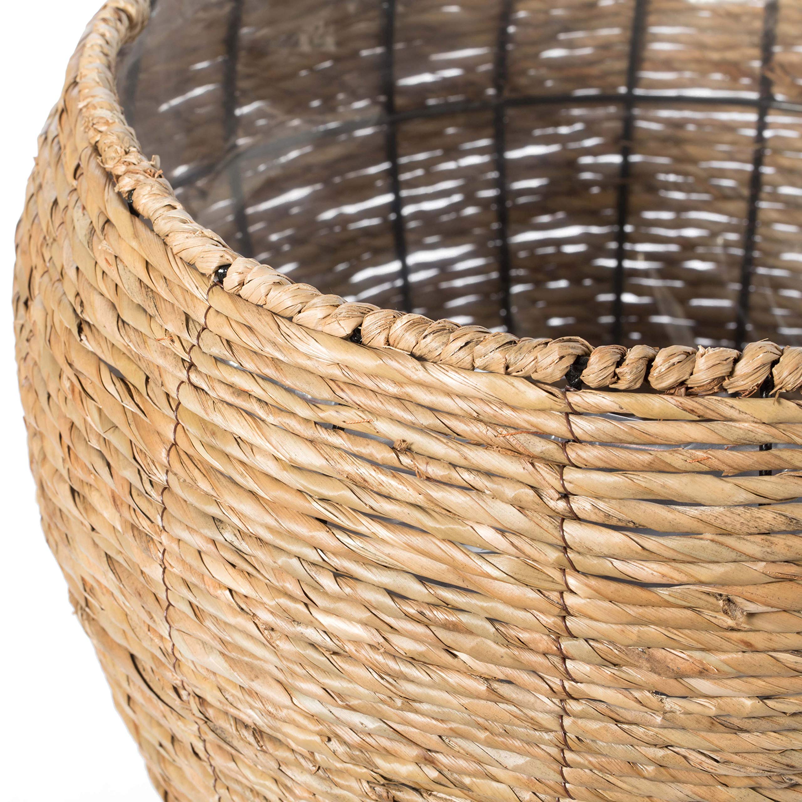 Vintiquewise Large Woven Round Flower Pot Planter Basket with Leak-Proof Plastic Lining - Perfect for Indoor Plants, Home Decor, and Garden Decorations