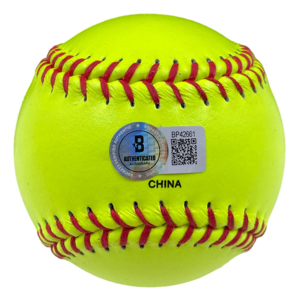 Jennie Finch Autographed Yellow Softball - Official USA Team Signed Memorabilia with Inscription - Perfect for Baseball Fans, Collectors & Sports Memorabilia Displays
