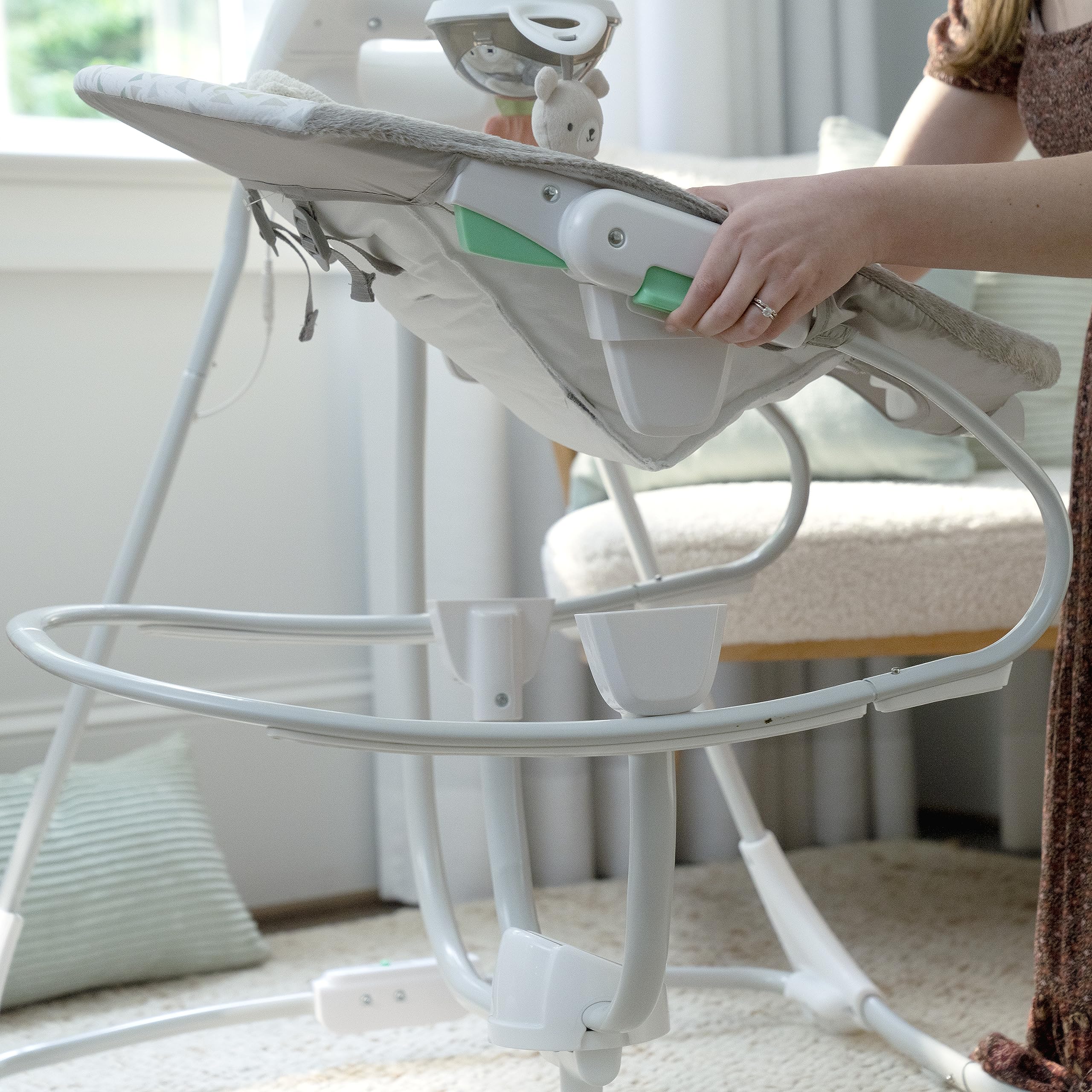 Ingenuity InLighten Soothing Swing & Rocker - Vibrating Baby Seat with Soothing Sounds & Lights for Newborns & Infants - Perfect for Nursery, Bedroom & Playtime (Nate)