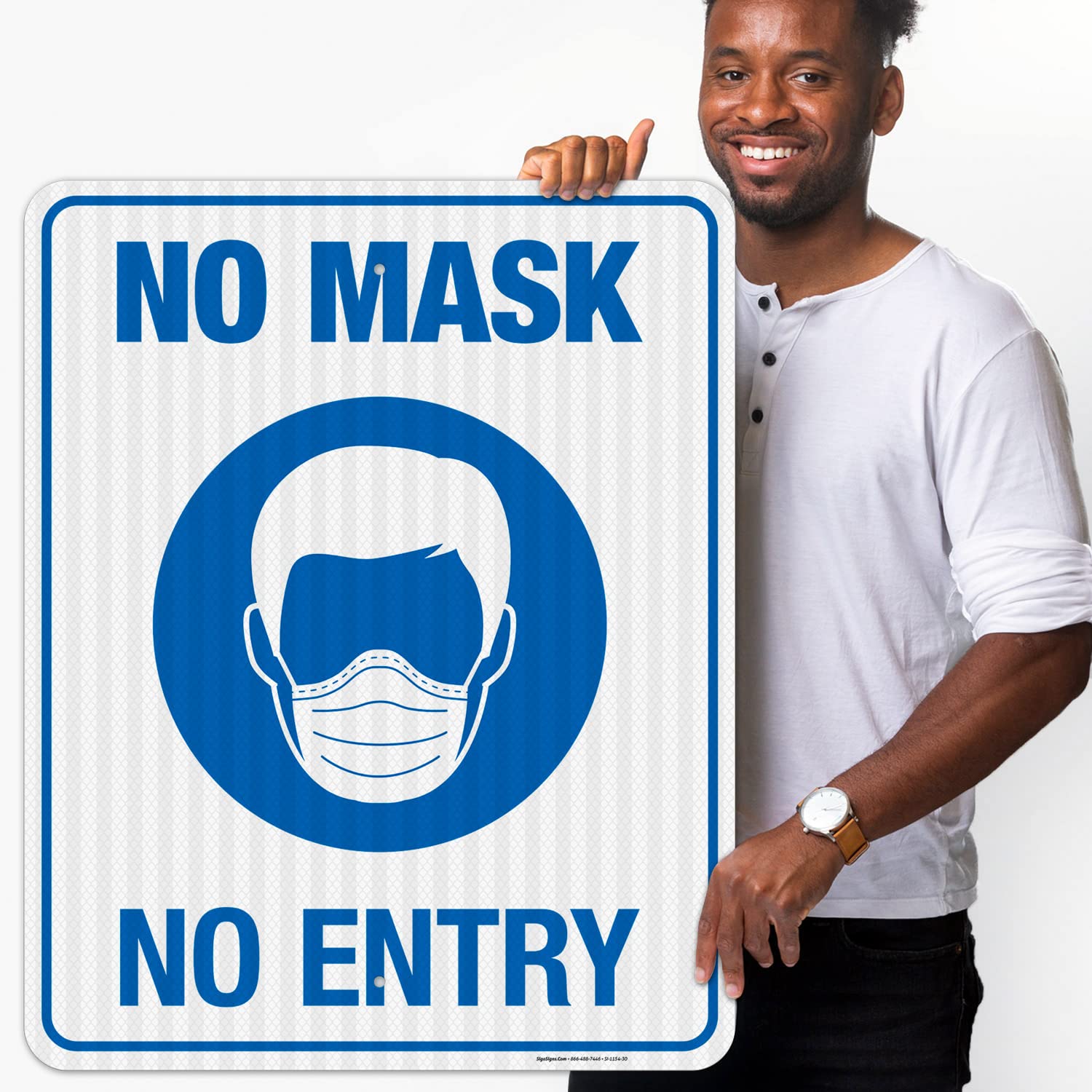 3M EGP Reflective .080 Aluminum 'Mask Required - No Mask No Entry' Sign 24x30 Inches | Fade Resistant, Easy Mounting | Indoor/Outdoor Safety Signage for Businesses, Hospitals & Public Spaces | Made in USA