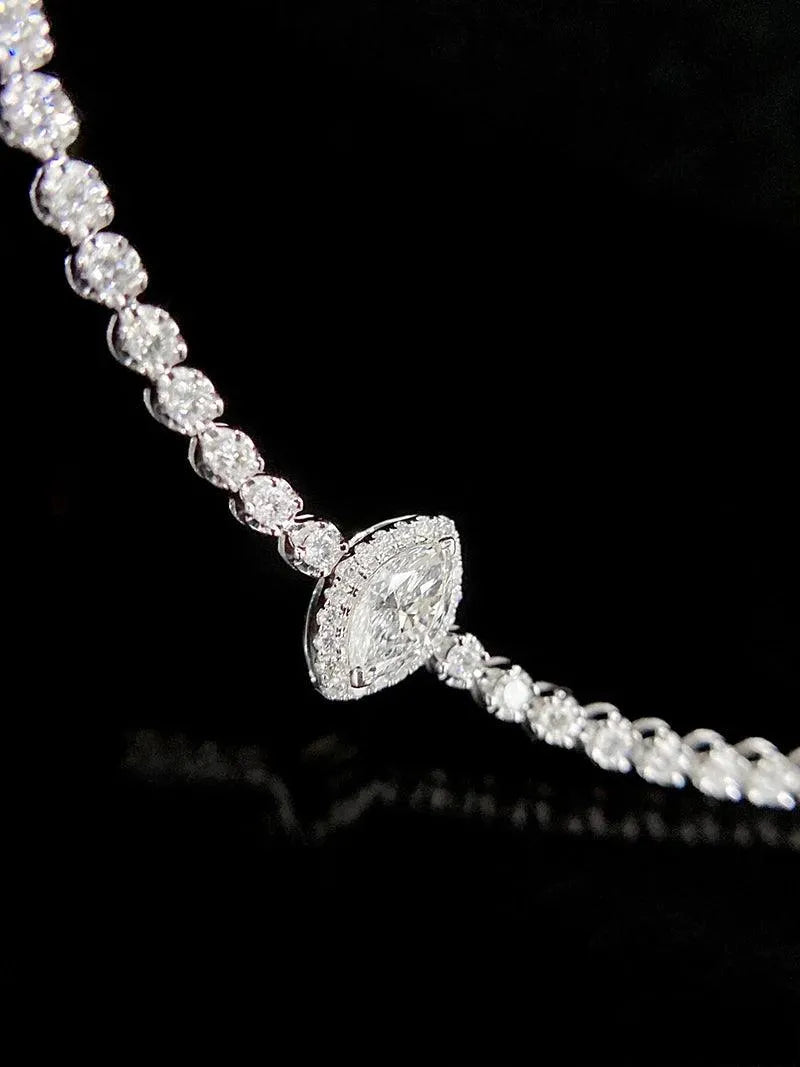 18K White Gold Diamond Bracelet for Women - Classic Shiny Engagement Bracelet with Real Natural Diamonds | Perfect for Senior Banquets, Weddings & Special Occasions