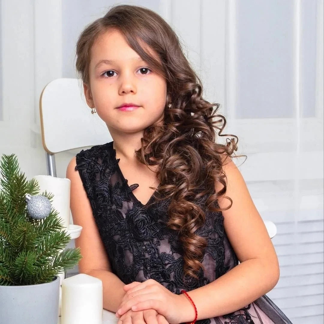 Princess Girls Party Dress - Blush & Black Formal Gown for Kids Birthday, Wedding & Special Occasions