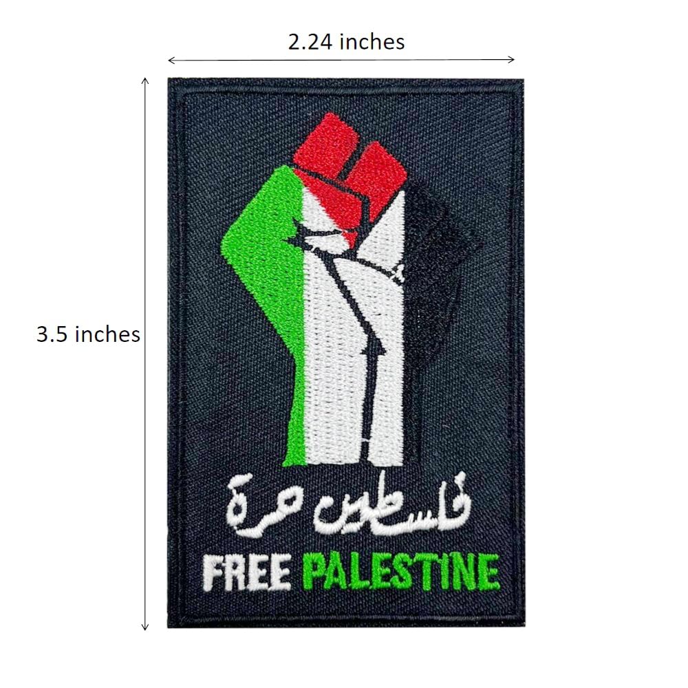 Free Palestine Flag Embroidered Iron On Patch - Premium Sew On Badge for Backpacks, Jackets & DIY Crafts - Show Solidarity with Palestinian Cause
