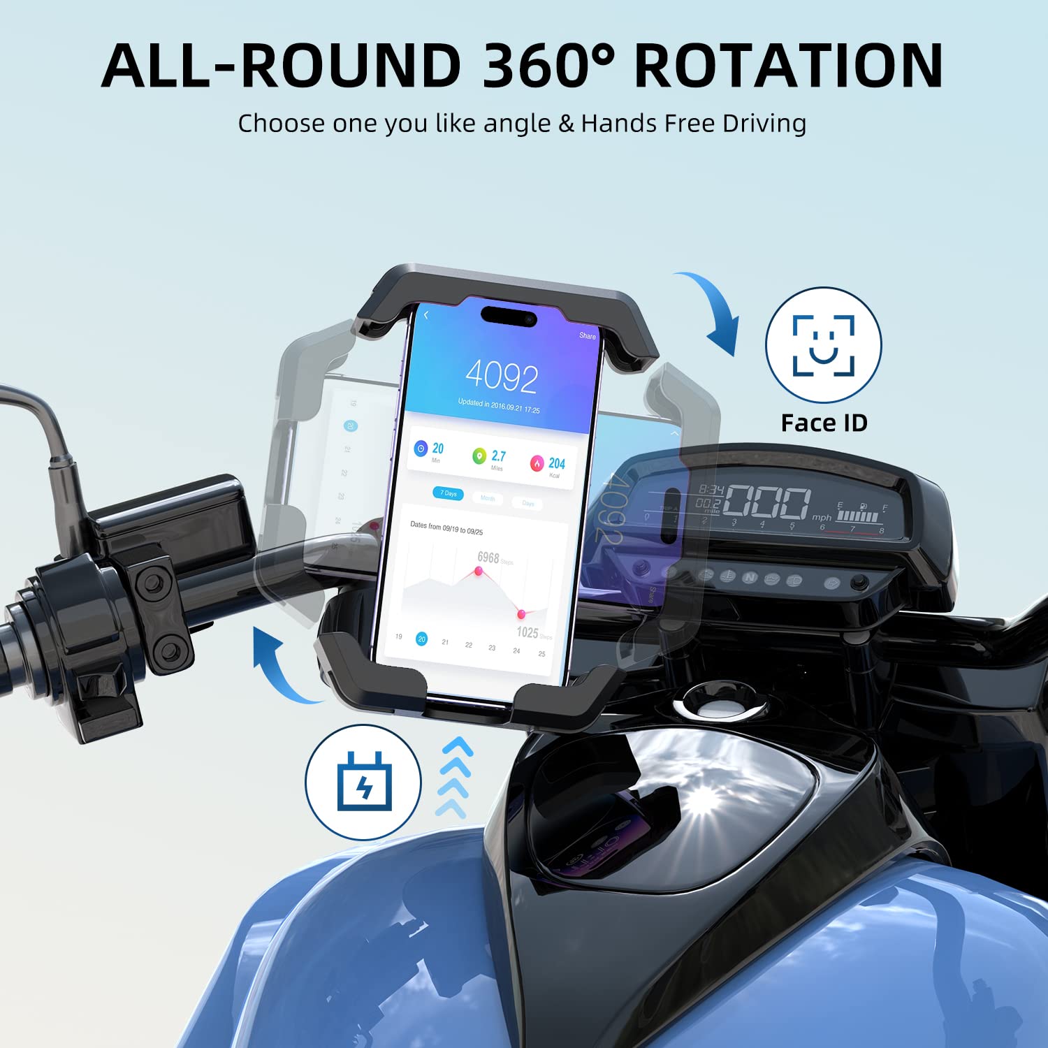 POSIKO Universal Bike Phone Mount Holder - Adjustable Motorcycle & Bicycle Phone Mount for iPhone, Samsung & Smartphones 4.7