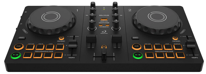 Pioneer DDJ FLX2 Compact 2-Channel DJ Controller with Free DJ Techniques Guide - Perfect for Home Studios, Clubs & Live Performances