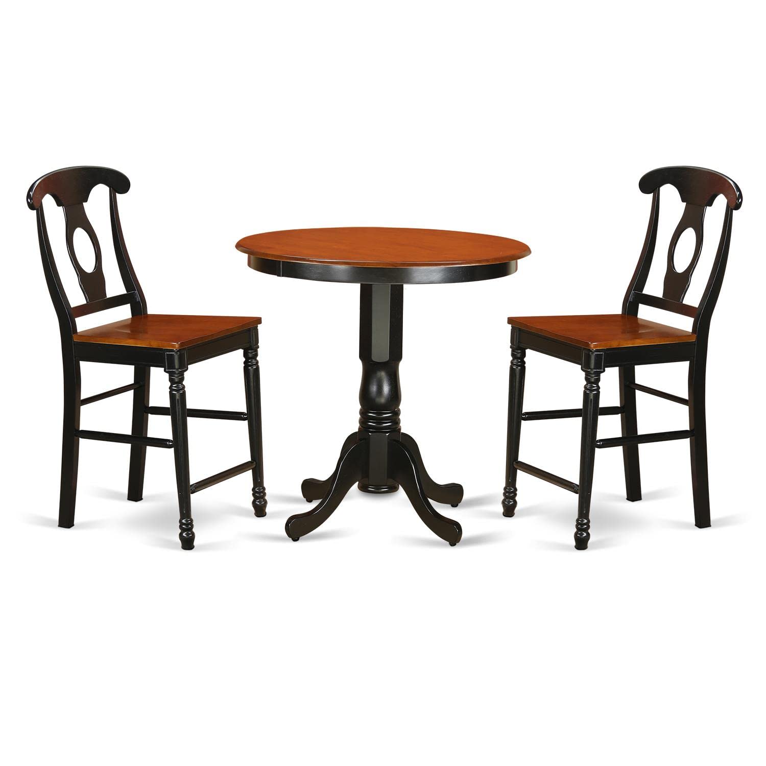 East West Furniture JAKE3-BLK-W 3-Piece Counter Height Dining Set - 36
