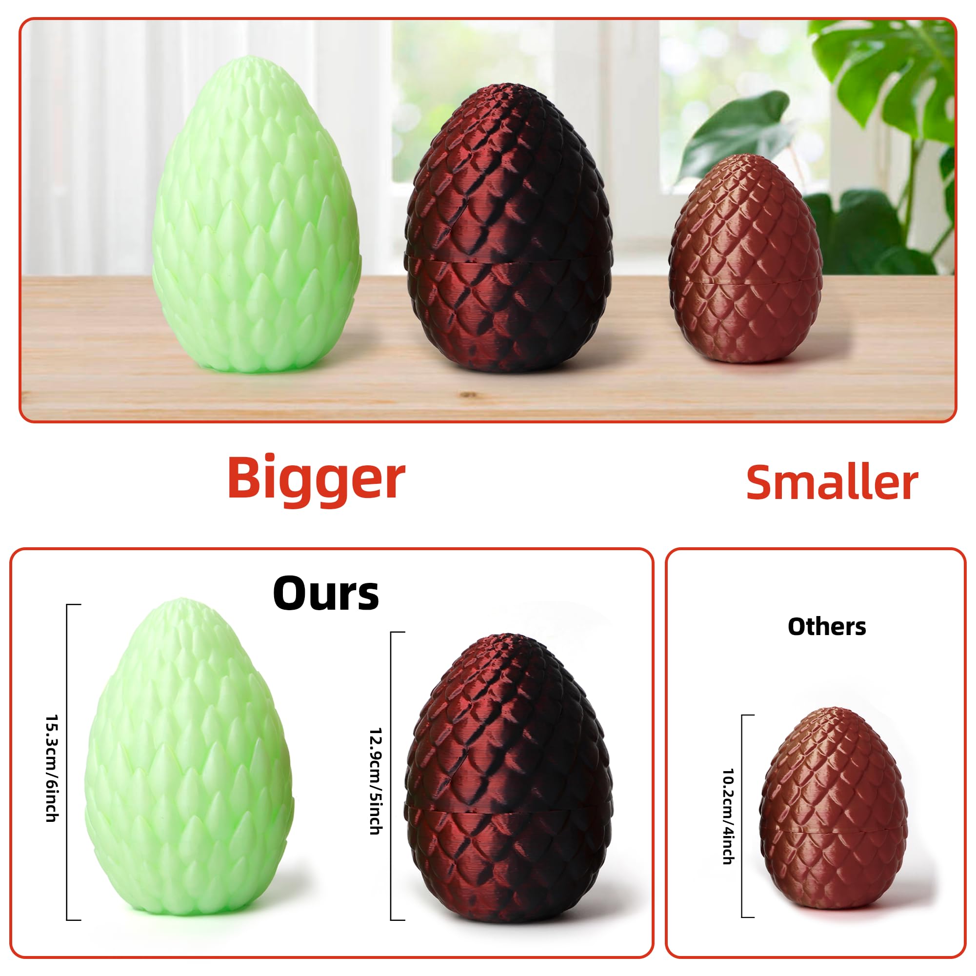 3D Printed Dragon Egg with Crystal Dragon Inside - Desk Decor & Gift for Easter