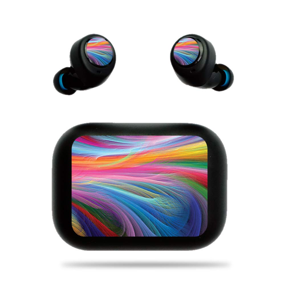 MightySkins Vinyl Decal Wrap Cover for Amazon Echo Buds - Rainbow Waves Design | Protective & Durable Skin | Easy to Apply & Remove | Made in USA | Perfect for Gym, Travel & Daily Use