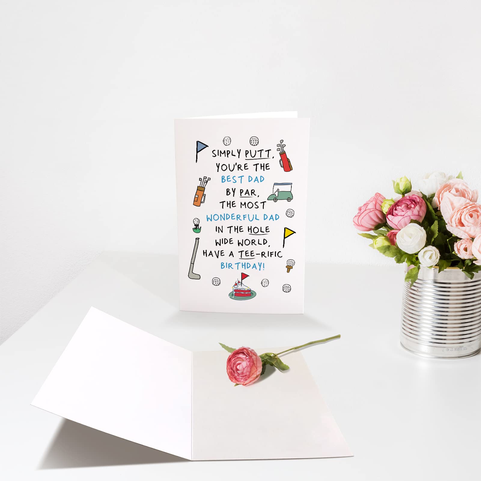 Funny Golf Birthday Card for Dad from Son or Daughter - Humorous Tee-rific Birthday Greeting Card - Perfect for Golf Lovers & Father's Day Gifts