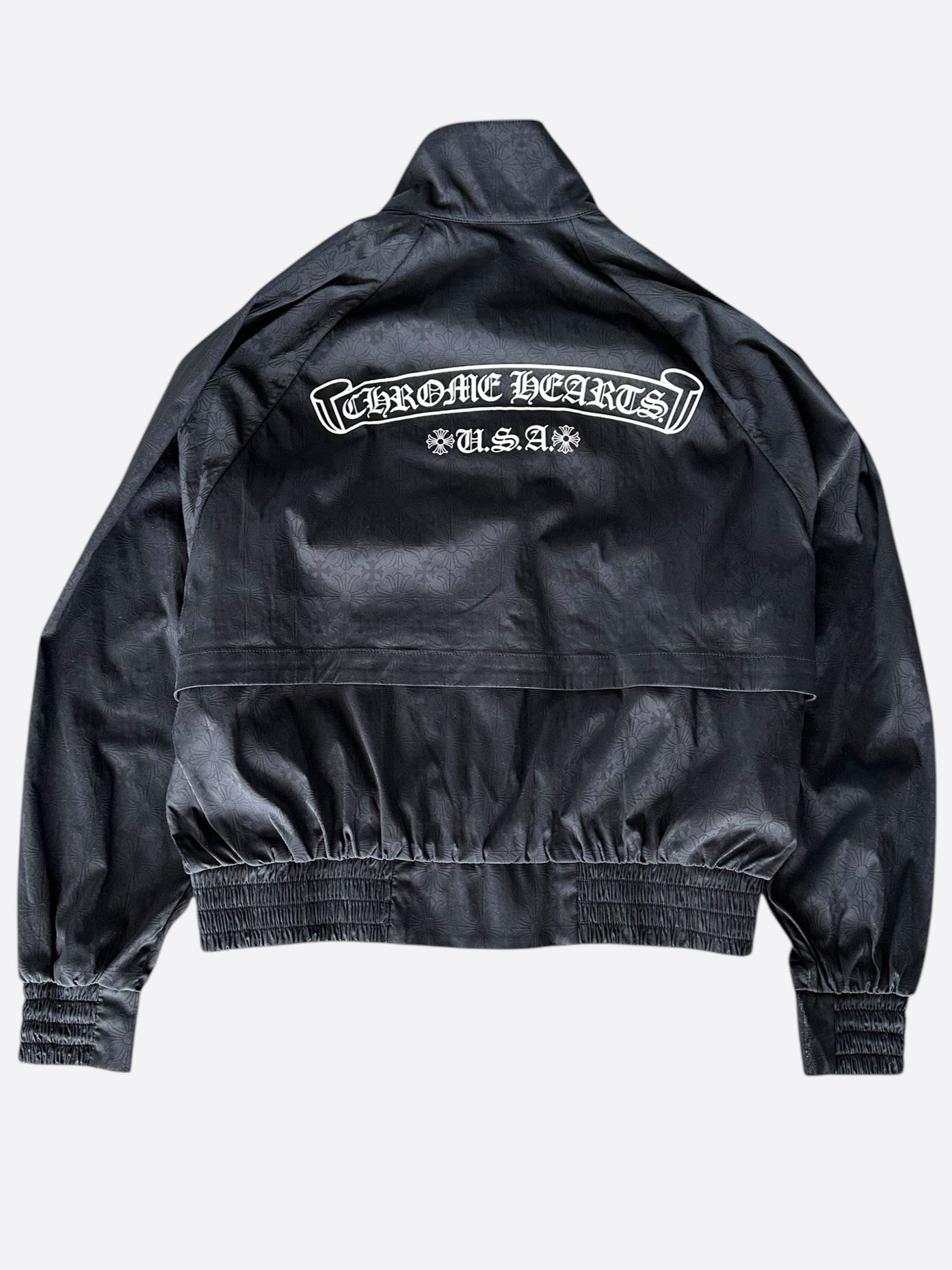 Chrome Hearts Black Cross Jacquard Match Point Windbreaker Jacket - Stylish Streetwear for Men & Women | Perfect for Casual Outings, Concerts & Urban Fashion