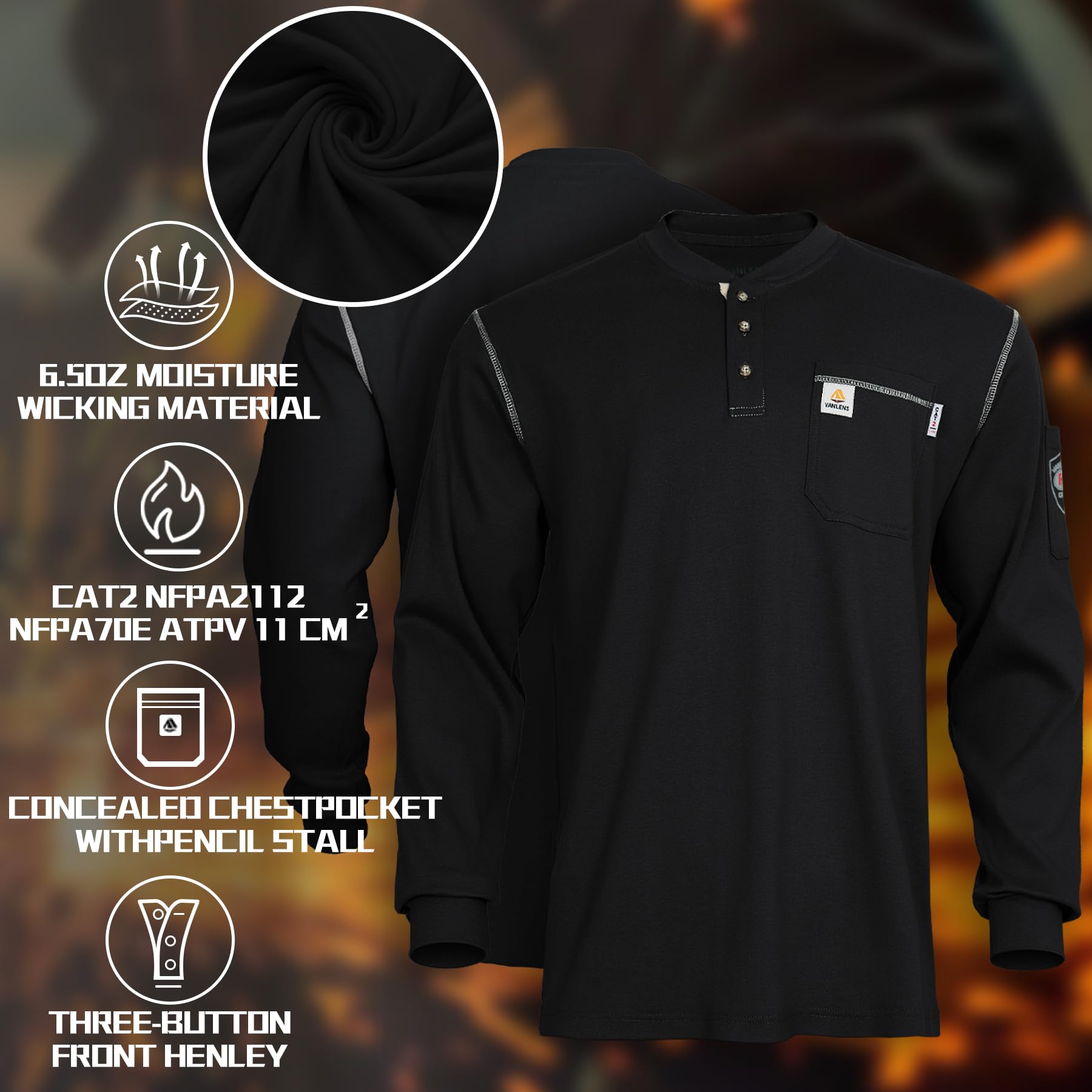 FR Shirts for Men CAT2/HRC2 Flame Resistant Work Shirts - 6.5oz Lightweight Long Sleeve Fire Retardant Shirt - Perfect for Electricians, Welders & Industrial Workers