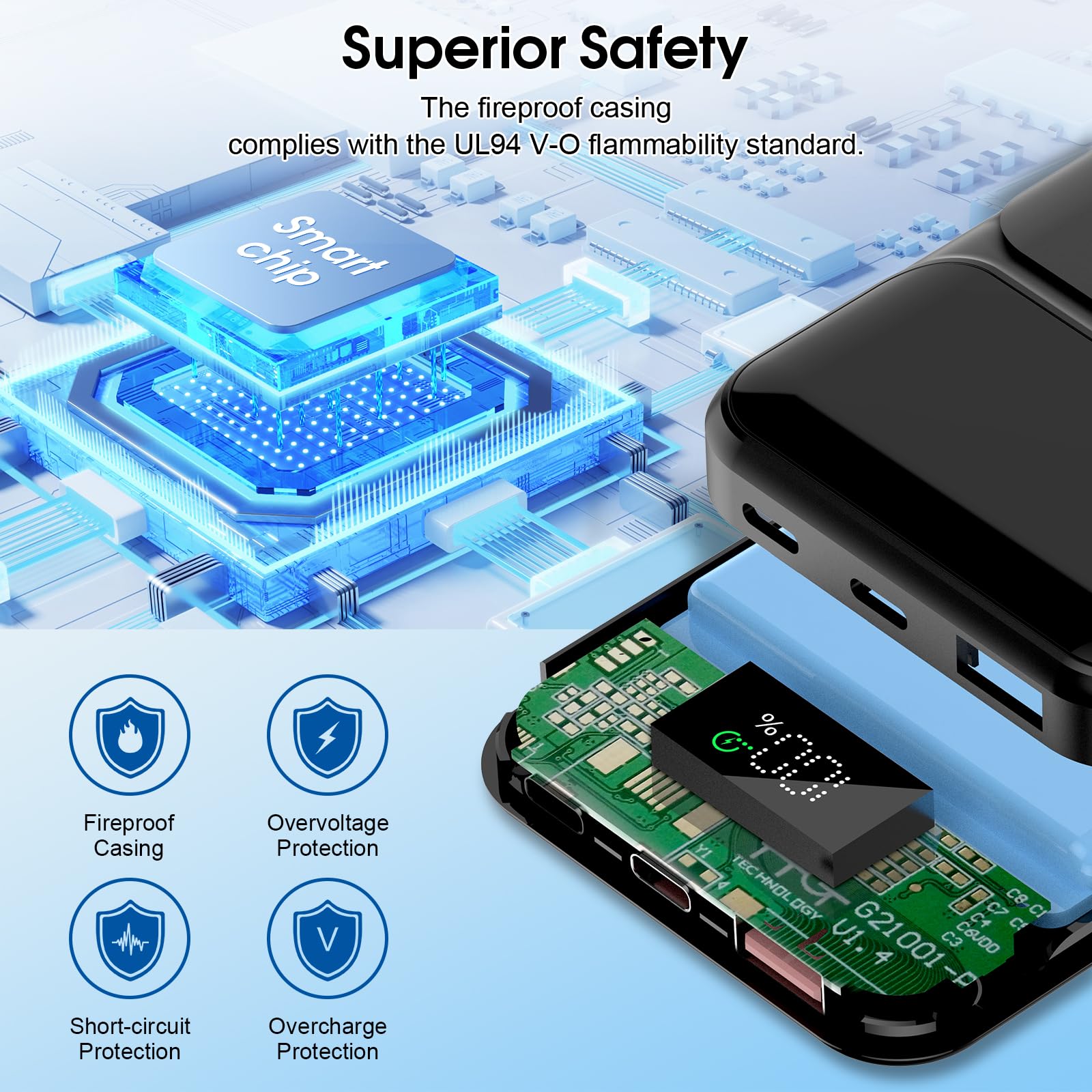 10000mAh Portable Charger with 22.5W Fast Charging & LED Display - PD3.0 QC4.0 PD20W Power Bank, USB-C Input/Output, Ultra Slim External Battery for iPhone 15/14/13, Samsung Galaxy S23/S22, iPad, AirPods - Perfect for Travel, Camping, and Emergency Power Backup (2025 Model, Black)