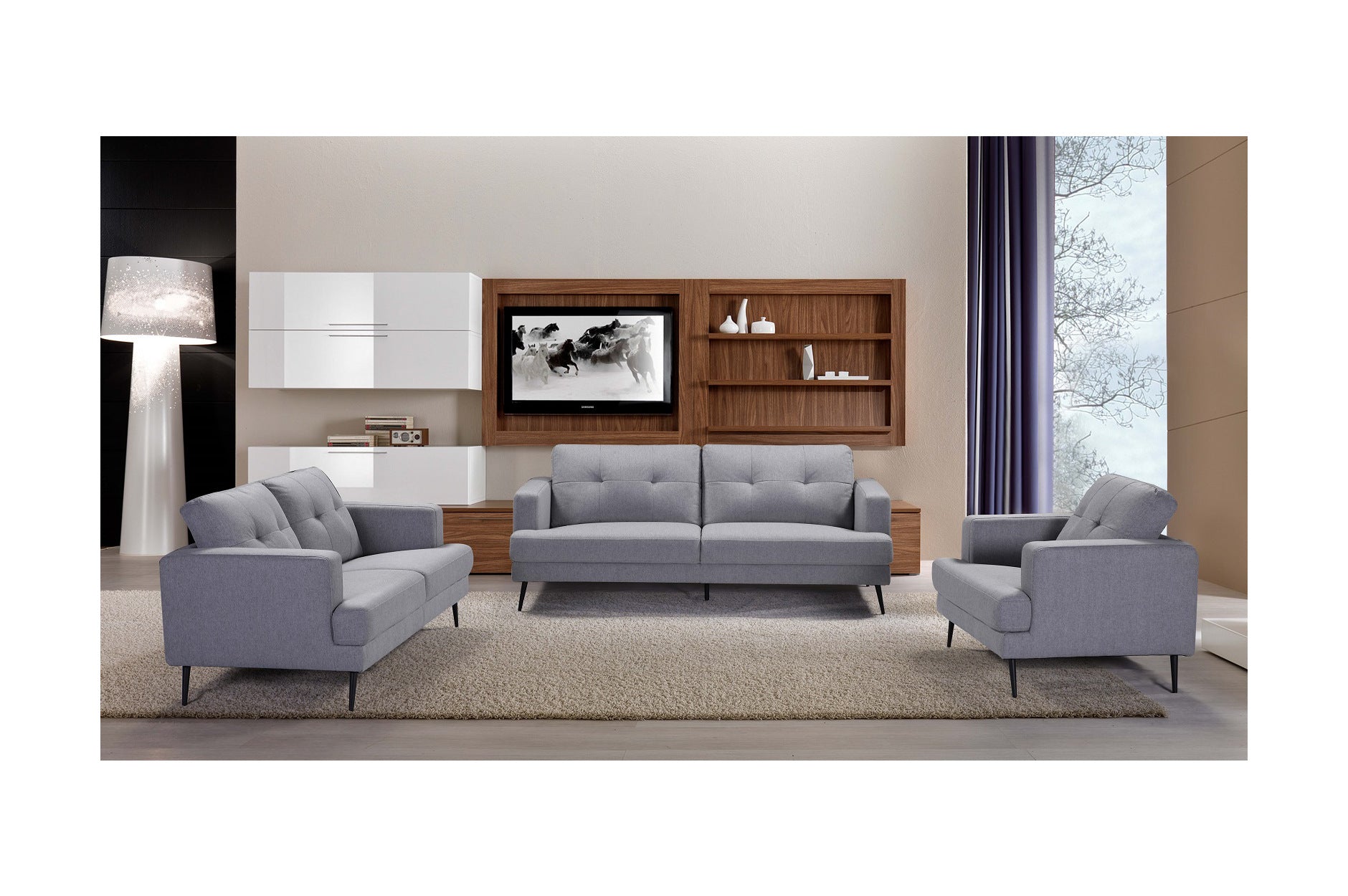 Avery Collection Grey Sofa Set - Modern 3-Piece Living Room Furniture for Small Spaces, Apartments & Cozy Home Decor | Free Shipping & Easy Assembly