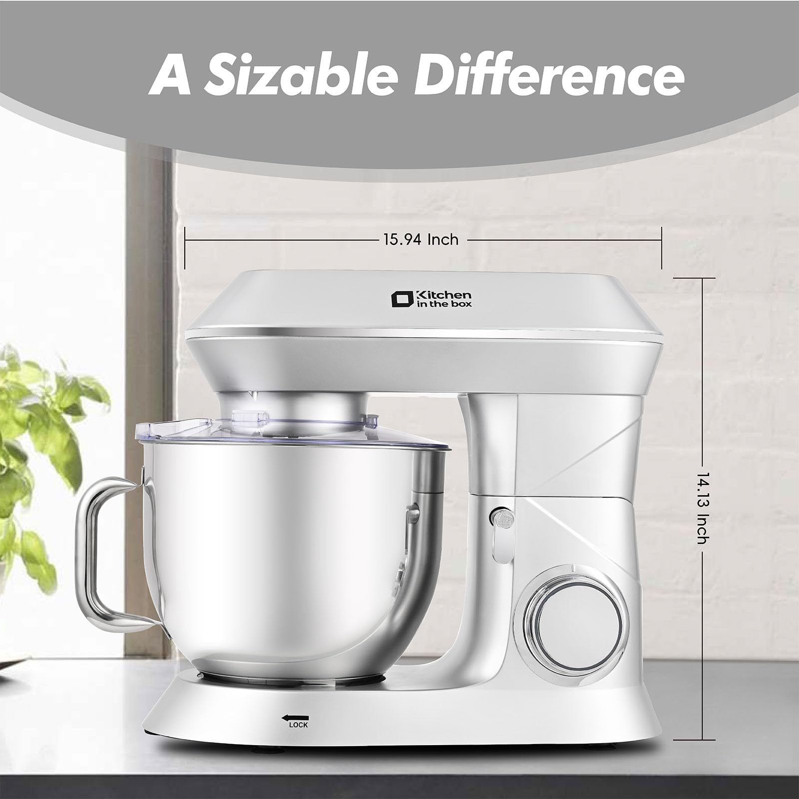 900W 7.5QT Stand Mixer - 6-Speed Tilt-Head with Dough Hook for Baking (Silver) - Perfect for Home Bakers