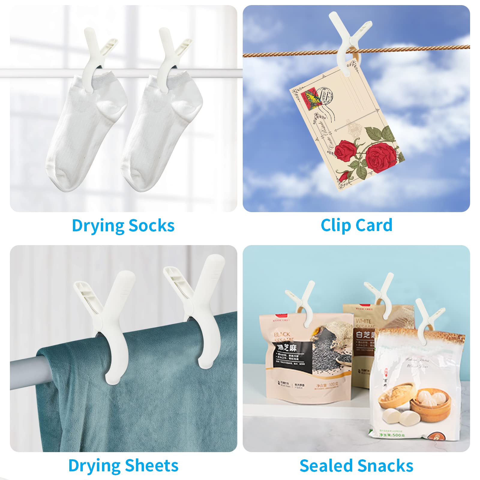 Premium Beach Towel Clips Set of 8 - Heavy Duty Non-Slip Chair Clips for Pool, Cruise & Outdoor Use | Strong Grip Clothes Pins for Beach Chairs, Blankets & Laundry | Includes Drawstring Bag (Blue+Khaki) - Perfect for Vacation, Swimming & Backyard Relaxation