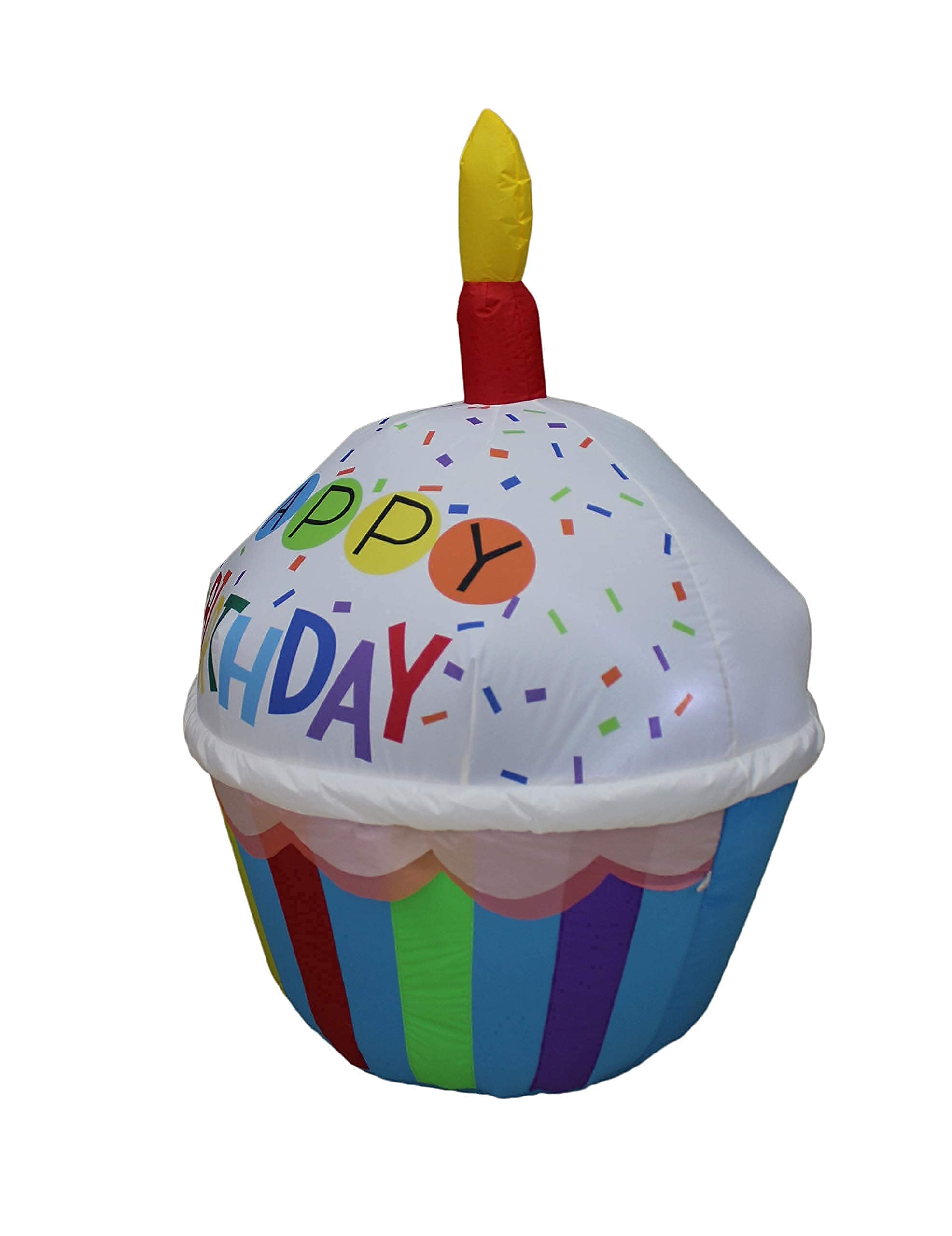 4ft Inflatable Happy Birthday Cupcake & 6ft Patriotic Inflatable Bald Eagle with Lights - 2-Piece Party Decorations Bundle for Birthday Celebrations and 4th of July Events - Perfect for Outdoor Decor, Backyard Parties, and National Holiday Festivities