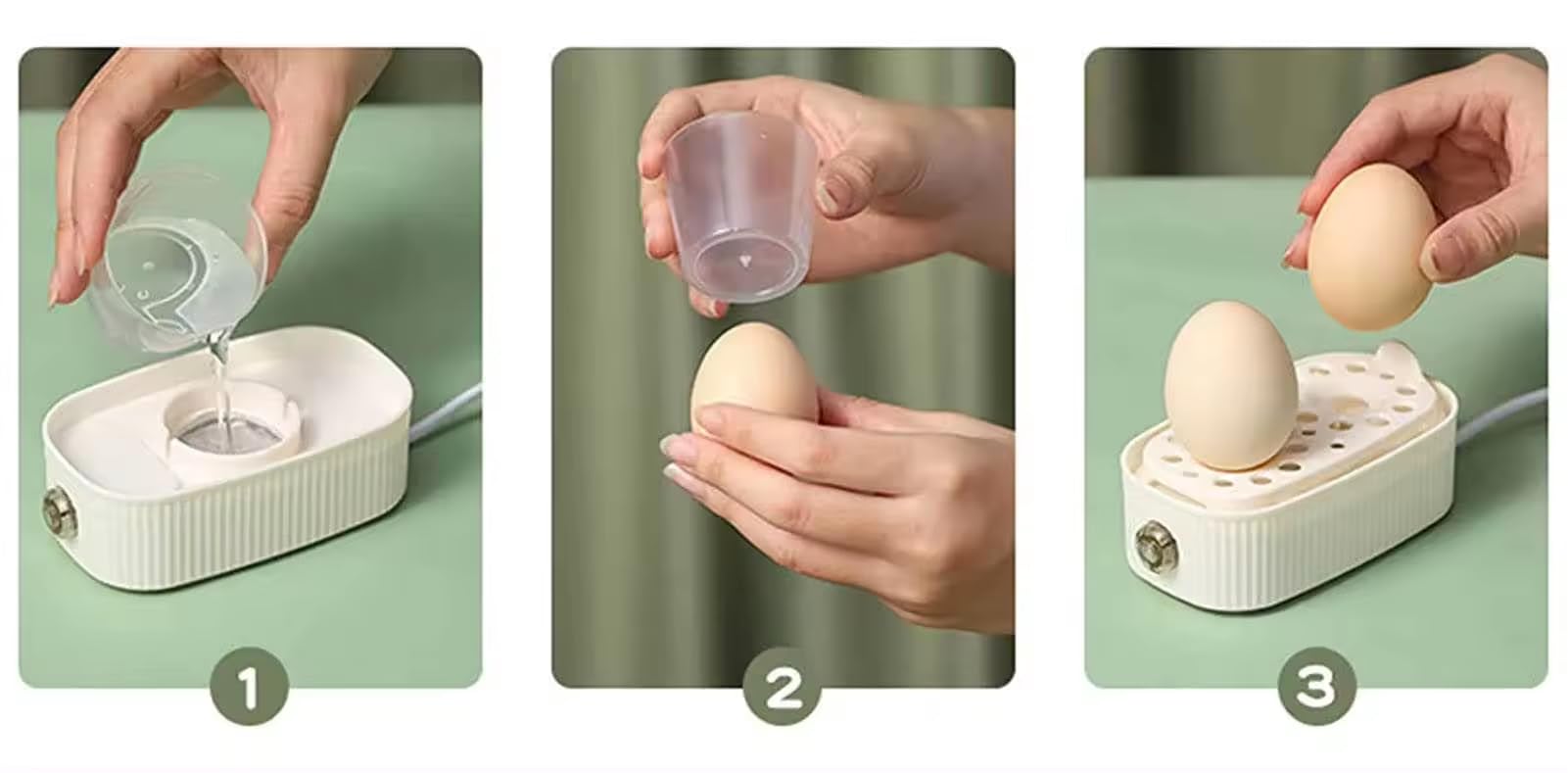 Electric Egg Cooker for Hard Boiled Eggs - 2 Egg Capacity Rapid Egg Steamer with Timer, Detachable Egg Boiler for Easy Cleaning - Perfect Kitchen Gadget for Breakfast, Meal Prep & Healthy Cooking (White)