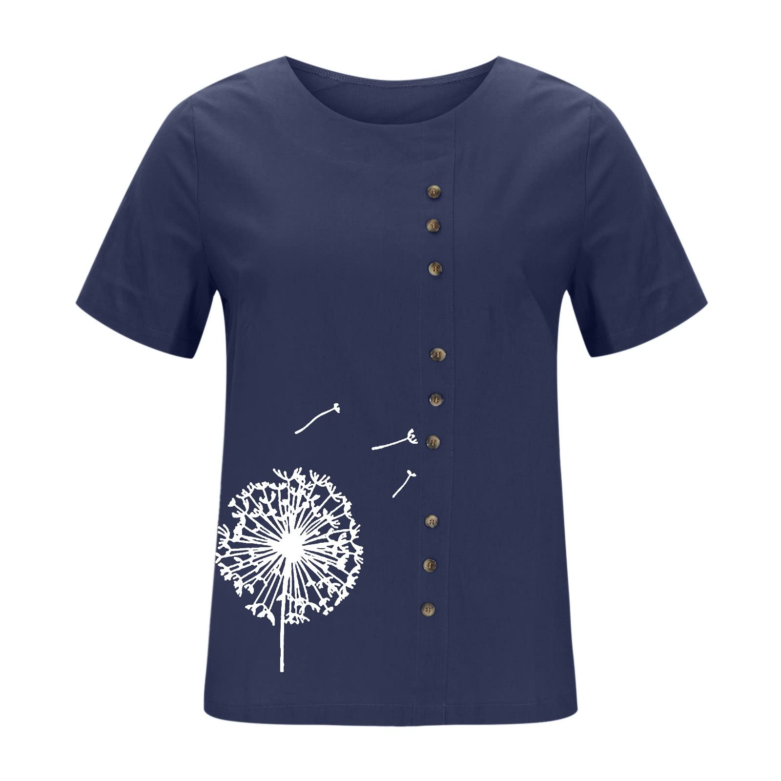 Women's Floral Short Sleeve Crew Neck Tunic Tops - Cute Summer Blouses for Casual Wear with Leggings | Perfect for Beach Outings, Brunch Dates & Everyday Comfort